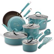 Conjunto de utensílios de cozinha Rachael Ray Cucina, antiaderente, 12 peças, azul agave Conjunto de utensílios de cozinha Rachael Ray Cucina, antiaderente, 12 peças, azul agave