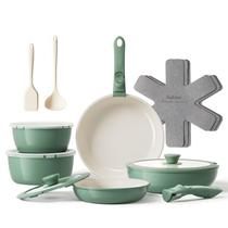 Conjunto de utensílios de cozinha Redchef Ceramic Non Stick, 16 unidades com alça verde Conjunto de utensílios de cozinha Redchef Ceramic Non Stick, 16 unidades com alça verde