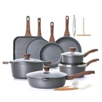 Conjunto de utensílios de cozinha SENSARTE antiaderente de 23 peças com revestimento de granito suíço