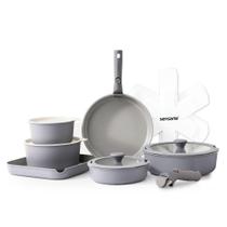 Conjunto de utensílios de cozinha SENSARTE Panelas e frigideiras de cerâmica 17 peças cinza