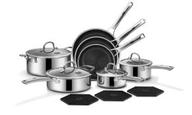 Conjunto de utensílios de cozinha SNOWCLAD Hybrid em aço inoxidável 14 unidades Conjunto de utensílios de cozinha SNOWCLAD Hybrid em aço inoxidável 14 unidades