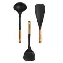Conjunto de Utensílios de Cozinha STAUB Silicone com Cabo de Madeira 3 peças Conjunto de Utensílios de Cozinha STAUB Silicone com Cabo de Madeira 3 peças