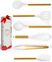Conjunto de Utensílios de Cozinha STYLED SETTINGS - Branco, Silicone e Ouro Conjunto de Utensílios de Cozinha STYLED SETTINGS - Branco, Silicone e Ouro