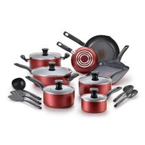 Conjunto de Utensílios de Cozinha T-Fal Initiatives Antiaderente - 18 Peças (Vermelho)