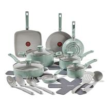 Conjunto de utensílios de cozinha T-Fal Refresh Ceramic 20 peças verde menta Conjunto de utensílios de cozinha T-Fal Refresh Ceramic 20 peças verde menta