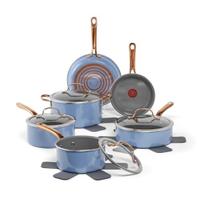 Conjunto de utensílios de cozinha Tefal Preserve Ceramic Antiaderente, 13 peças, azul