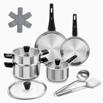 Conjunto de utensílios de cozinha Tieplis em aço inoxidável de 14 peças de indução