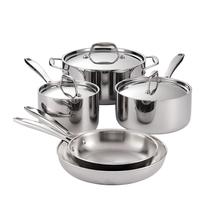 Conjunto de utensílios de cozinha Tramontina Tri-Ply Clad em aço inoxidável de 8 peças