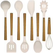 Conjunto de utensílios de cozinha Umite Chef de silicone com alça de acácia, 8 peças
