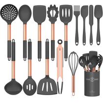Conjunto de utensílios de cozinha Umite Chef Silicone 15 unidades com ouro rosa