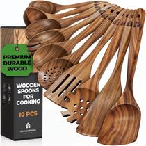 Conjunto de utensílios de cozinha Woodenhouse, colheres de madeira, 10 peças de madeira de teca