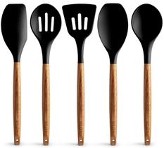 Conjunto de utensílios de cozinha Zulay de silicone antiaderente com madeira de acácia