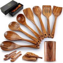 Conjunto de Utensílios de Cozinha Zulay Kitchen Teak de 15 Peças - Com Caixa de Presente