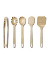 Conjunto de utensílios de madeira de alcaravia de 5 peças para cozinhar com certificação FSC Conjunto de utensílios de madeira de alcaravia de 5 peças para cozinhar com certificação FSC