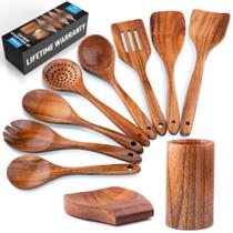 Conjunto de utensílios de madeira Zulay Kitchen Teak Wood 10 peças Conjunto de utensílios de madeira Zulay Kitchen Teak Wood 10 peças