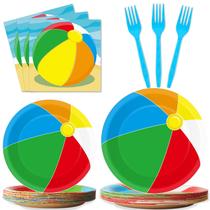 Conjunto de utensílios de mesa de bola de praia Wiooffen, 96 peças, suprimentos de festa