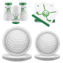 Conjunto de utensílios de mesa Durony Golf para festas, 96 peças Conjunto de utensílios de mesa Durony Golf para festas, 96 peças