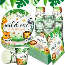 Conjunto de utensílios de mesa e suprimentos de festa Jungle Safari Baby Shower 200 unidades