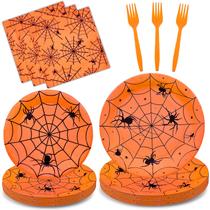 Conjunto de utensílios de mesa Gistome Halloween Spider Web 96 peças
