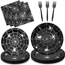 Conjunto de utensílios de mesa Gistome Halloween Spider Web 96 peças