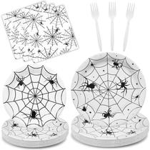 Conjunto de utensílios de mesa Gistome Halloween Spider Web 96 peças Conjunto de utensílios de mesa Gistome Halloween Spider Web 96 peças