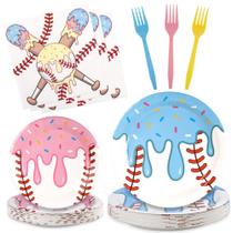 Conjunto de Utensílios de Mesa Koeilay com Tema de Beisebol e Sorvete para Festa