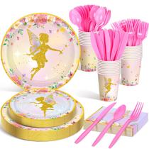 Conjunto de utensílios de mesa Meanplan Fairy Party Supplies 168 unidades