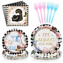Conjunto de utensílios de mesa para decoração de festa Alice no País das Maravilhas 96 unidades Conjunto de utensílios de mesa para decoração de festa Alice no País das Maravilhas 96 unidades
