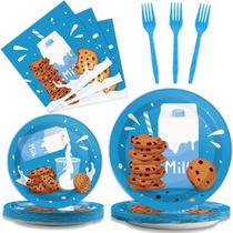 Conjunto de utensílios de mesa para festas Chiazllta Milk and Cookies 96 unidades Conjunto de utensílios de mesa para festas Chiazllta Milk and Cookies 96 unidades