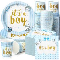 Conjunto de utensílios de mesa para festas Hushee Blue Baby Shower 200 unidades