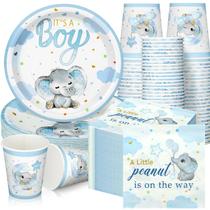 Conjunto de utensílios de mesa para festas Hushee Blue Elephant Baby