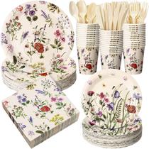 Conjunto de utensílios de mesa Sunnychicc Wild Floral 400 unidades para 50 pessoas