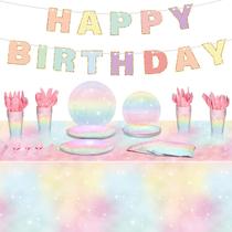 Conjunto de utensílios de mesa Teling Pastel Rainbow 172 unidades para artigos de festa