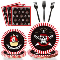 Conjunto de utensílios de mesa ZOIIWA Pirate Birthday Party 96 unidades para 24 Conjunto de utensílios de mesa ZOIIWA Pirate Birthday Party 96 unidades para 24