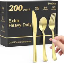 Conjunto de utensílios de plástico Dealusy 200 Heavy Duty Gold 100 Forks