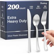 Conjunto de utensílios de plástico Dealusy 200 unidades: 100 garfos, 50 colheres, 50 facas