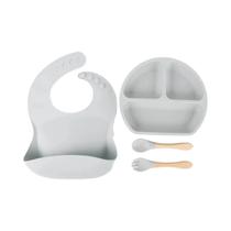 Conjunto de Utensílios de Silicone para Bebês - Prato, Colher e Garfo