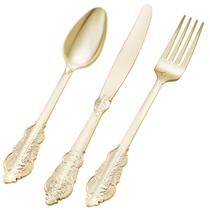 Conjunto de utensílios descartáveis Bestluck 150PCS Gold para 50 convidados Conjunto de utensílios descartáveis Bestluck 150PCS Gold para 50 convidados