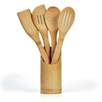 Conjunto De Utensílios Em Bambu - 5 Peças