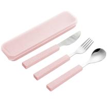 Conjunto de utensílios infantis VANRA de 3 peças em aço inoxidável com estojo