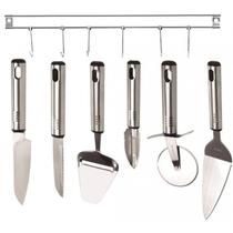 Conjunto de Utensílios Inox Premium 6 Peças e Suporte Inox de Parede - Mimo Style Conjunto de Utensílios Inox Premium 6 Peças e Suporte Inox de Parede - Mimo Style