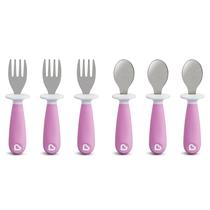 Conjunto de utensílios Munchkin Raise, garfo e colher infantis, pacote com 6 unidades, roxo