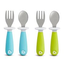 Conjunto de utensílios Munchkin Raise, garfo e colher para crianças, pacote com 4 Conjunto de utensílios Munchkin Raise, garfo e colher para crianças, pacote com 4