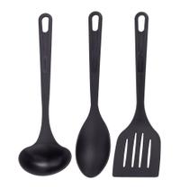 Conjunto de Utensílios Oliveira em Nylon Preto com 3 Peças Conjunto de Utensílios Oliveira em Nylon Preto com 3 Peças