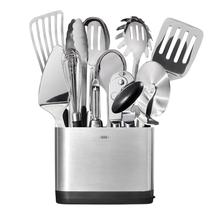 Conjunto de utensílios OXO Steel 15 peças de aço inoxidável com suporte Conjunto de utensílios OXO Steel 15 peças de aço inoxidável com suporte