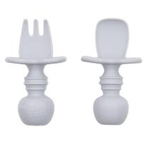 Conjunto de utensílios para bebês Bumkins Chewtensils Silicone 6 meses cinza