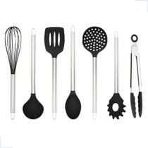 Conjunto De Utensílios Silicone 7 Peças Inox Para Cozinha