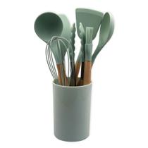Conjunto De Utensilios Silicone 8 Peças - Cor predominante Verde Claro