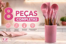 Conjunto de Utensilios Silicone 8 Peças - Rosa Conjunto de Utensilios Silicone 8 Peças - Rosa