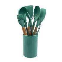 Conjunto De Utensilios Silicone 8 Peças - Verde Escuro